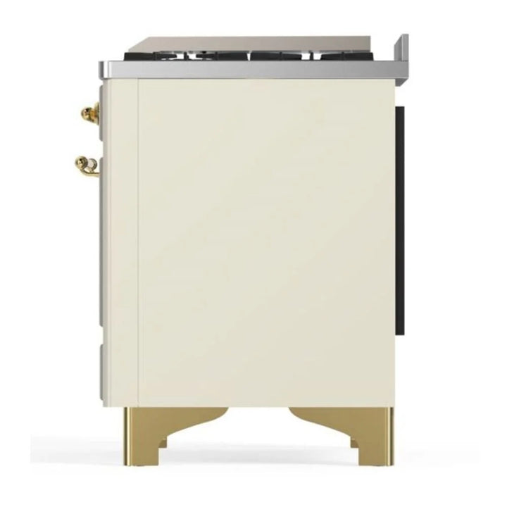 ILVE Majestic II 36" Dual Fuel Freestanding Range in Antique White with Brass Trim, UM09FDNS3AWG