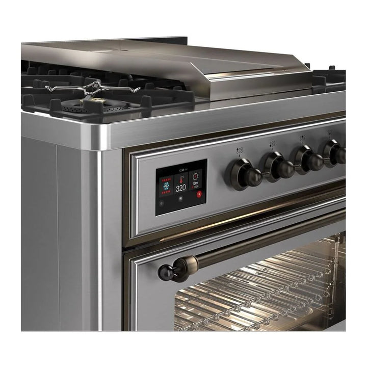 ILVE Majestic II 36" Dual Fuel Freestanding Range in Stainless Steel with Burnished Trim, UM09FDNS3SSB