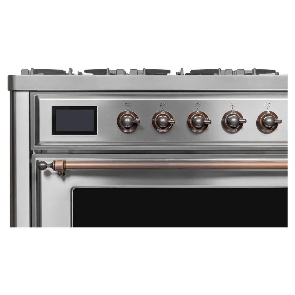 ILVE Majestic II 36" Dual Fuel Freestanding Range in Stainless Steel with Burnished Trim, UM09FDNS3SSB