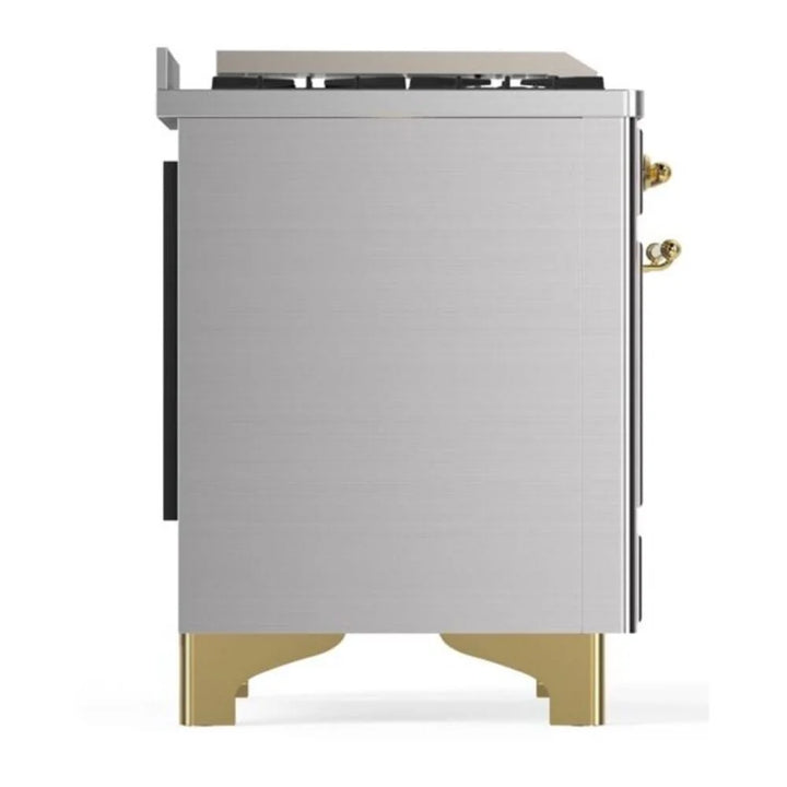 ILVE Majestic II 36" Dual Fuel Freestanding Range in Stainless Steel with Brass Trim, UM09FDNS3SSG