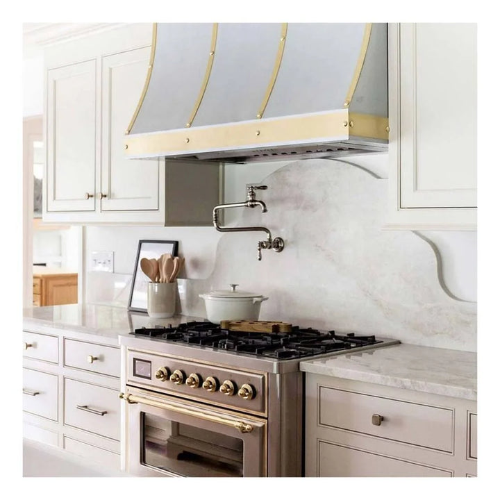 ILVE Majestic II 36" Dual Fuel Freestanding Range in Stainless Steel with Brass Trim, UM09FDNS3SSG
