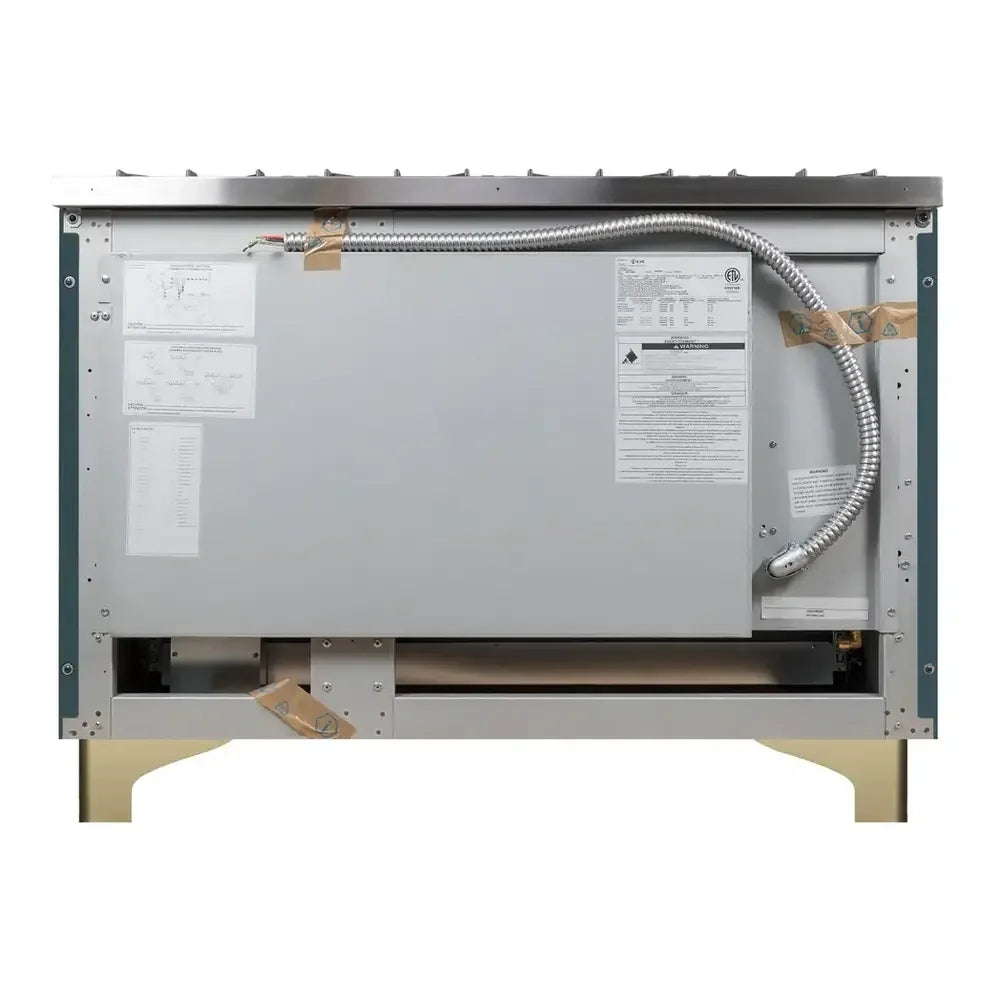 ILVE Majestic II 48" Dual Fuel Freestanding Range in Blue Grey with Brass Trim, UM12FDNS3BGG