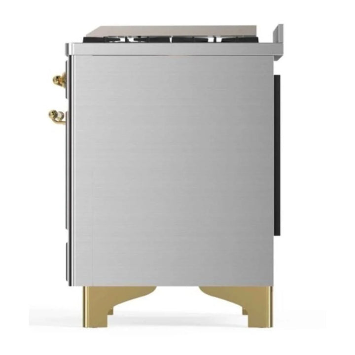 ILVE Majestic II 48" Dual Fuel Freestanding Range in Stainless Steel with Brass Trim, UM12FDNS3SSG