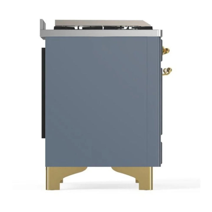 ILVE Majestic II 60" Dual Fuel Freestanding Range in Blue Grey with Brass Trim, UM15FDNS3BGG