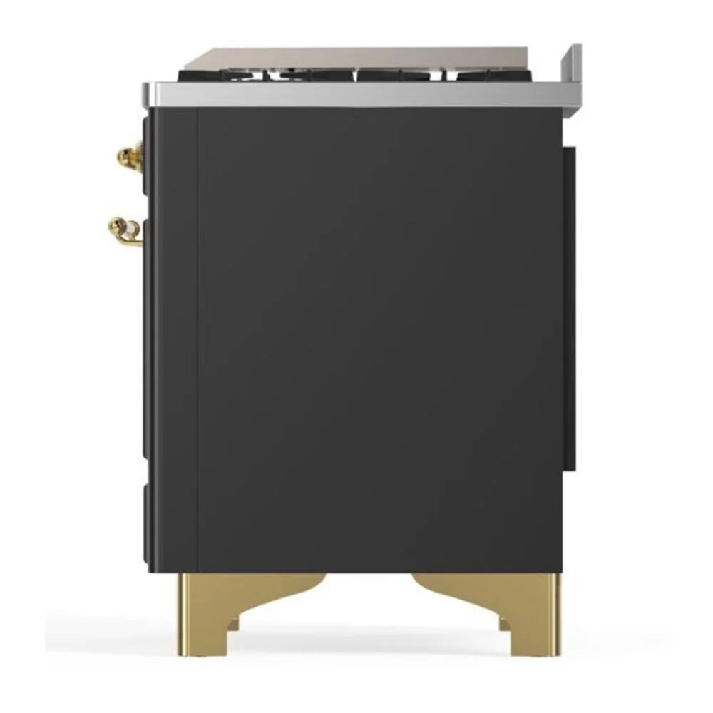 ILVE Majestic II 60" Dual Fuel Freestanding Range in Graphite Matte with Brass Trim, UM15FDNS3MGG