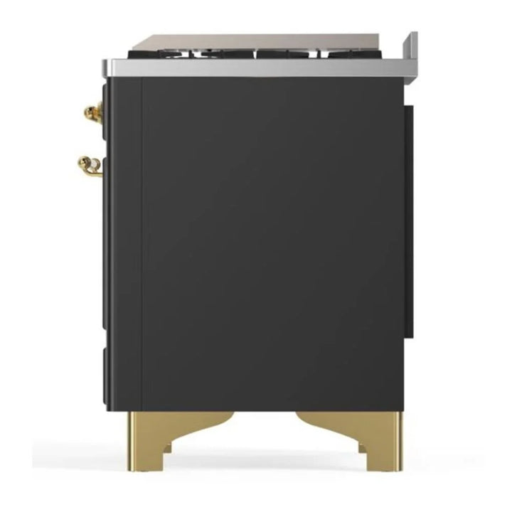 ILVE Majestic II 60" Dual Fuel Freestanding Range in Graphite Matte with Brass Trim, UM15FDNS3MGG