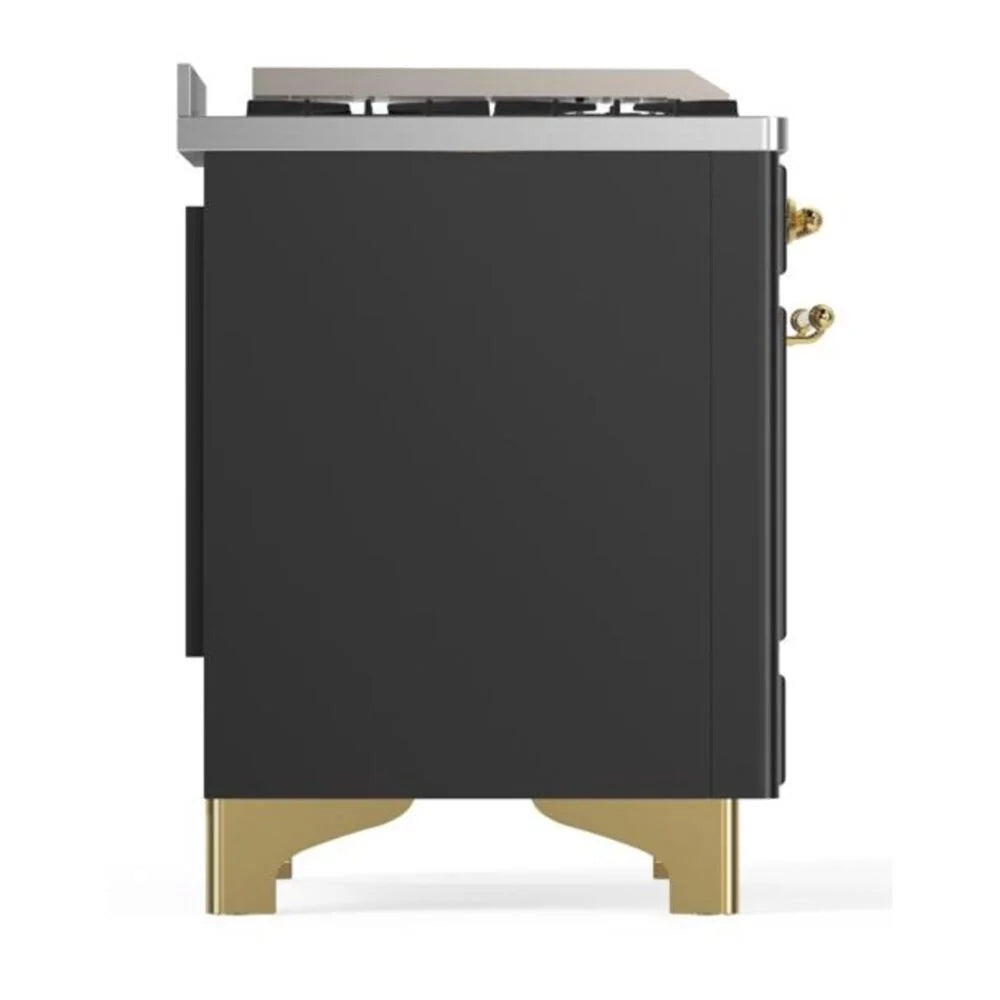 ILVE Majestic II 60" Dual Fuel Freestanding Range in Graphite Matte with Brass Trim, UM15FDNS3MGG