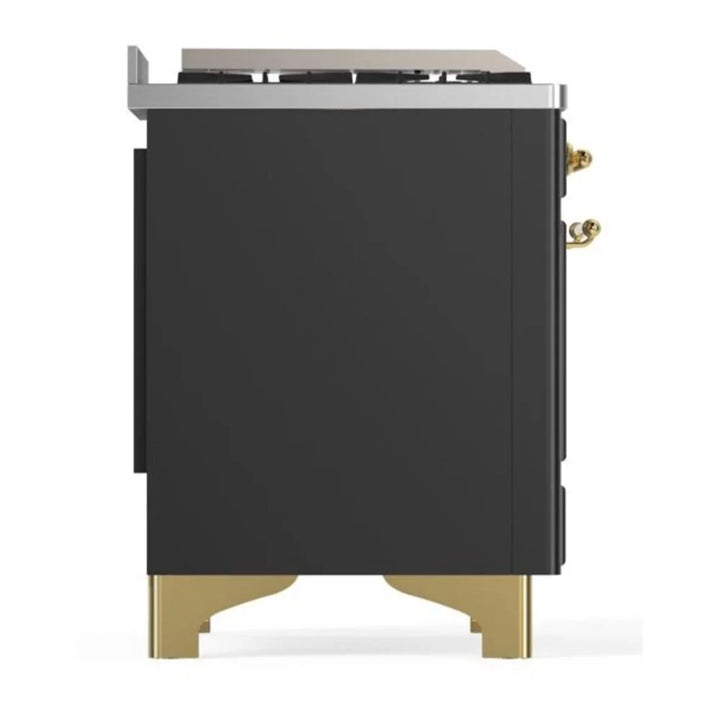 ILVE Majestic II 60" Dual Fuel Freestanding Range in Graphite Matte with Brass Trim, UM15FDNS3MGG