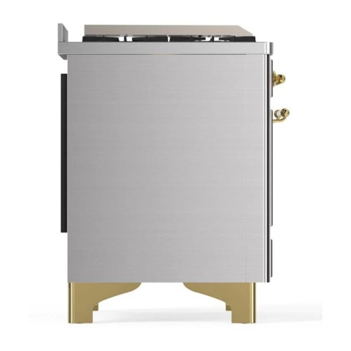 ILVE Majestic II 60" Dual Fuel Freestanding Range in Stainless Steel with Brass Trim, UM15FDNS3SSG