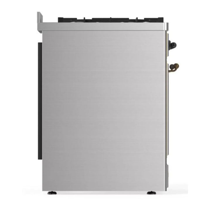 ILVE Majestic II 30" Dual Fuel Freestanding Range in Stainless Steel with Burnished Trim, UM30DNE3SSB