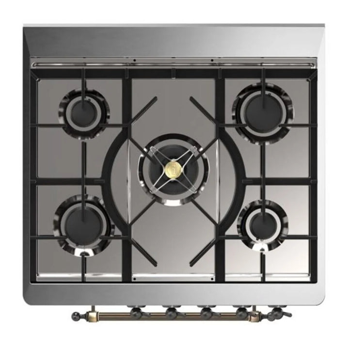 ILVE Majestic II 30" Dual Fuel Freestanding Range in Stainless Steel with Burnished Trim, UM30DNE3SSB