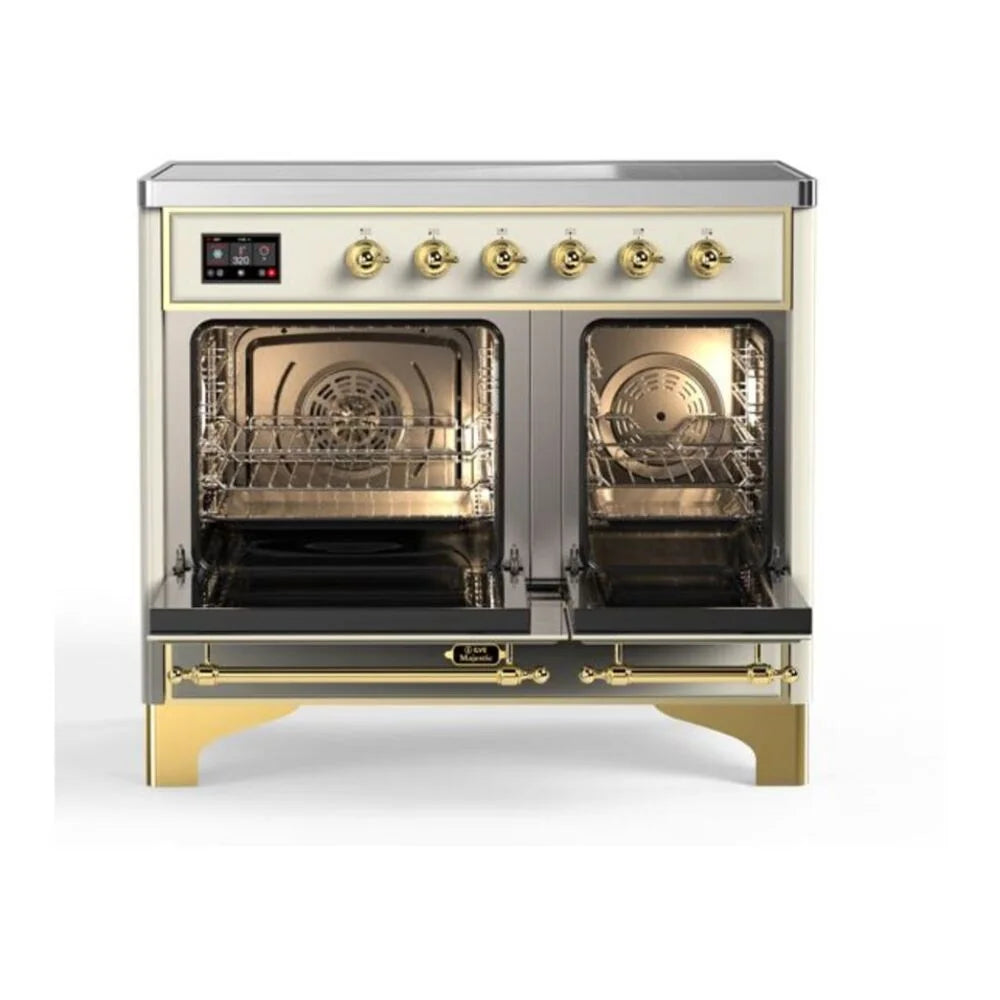 ILVE Majestic II 40" Induction Freestanding Range in Antique White with Brass Trim, UMDI10NS3AWG