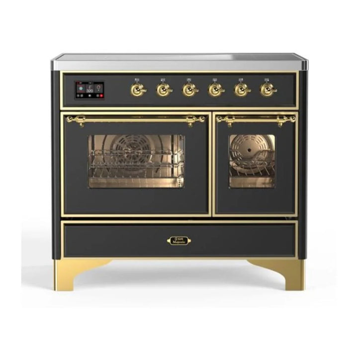 ILVE Majestic II 40" Induction Freestanding Range in Graphite Matte with Brass Trim, UMDI10NS3MGG