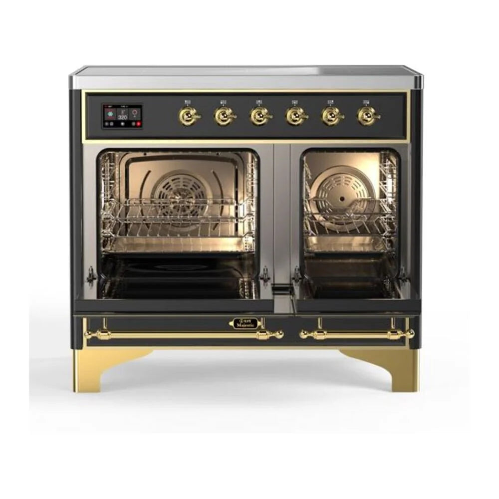 ILVE Majestic II 40" Induction Freestanding Range in Graphite Matte with Brass Trim, UMDI10NS3MGG
