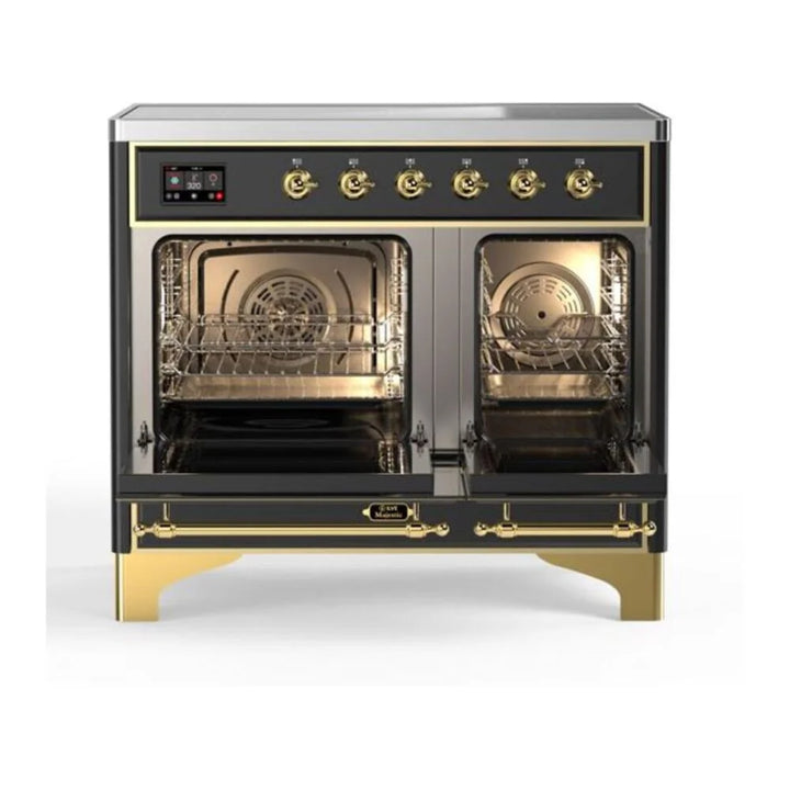 ILVE Majestic II 40" Induction Freestanding Range in Graphite Matte with Brass Trim, UMDI10NS3MGG