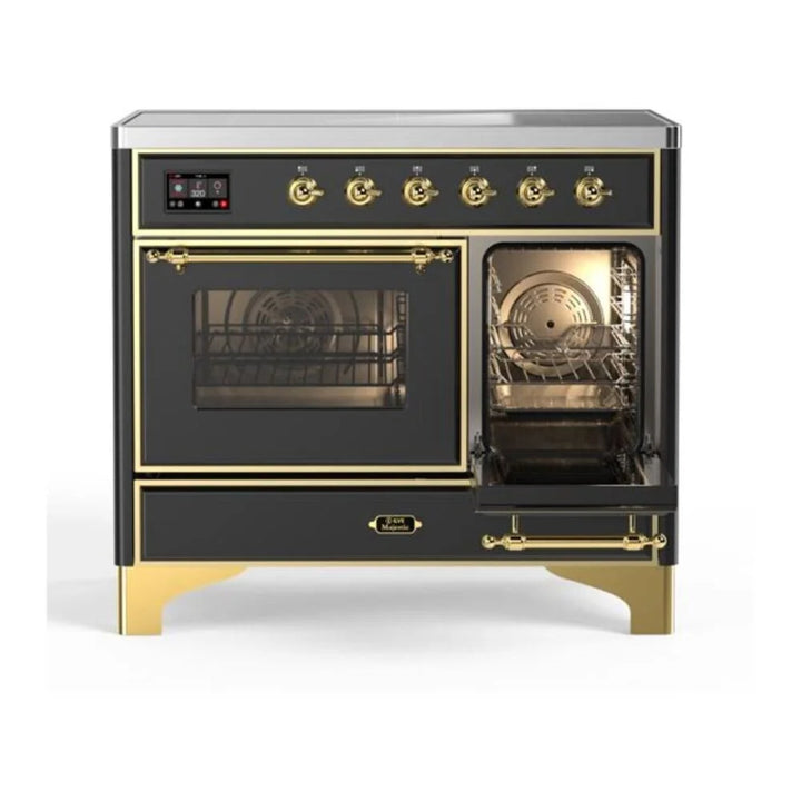 ILVE Majestic II 40" Induction Freestanding Range in Graphite Matte with Brass Trim, UMDI10NS3MGG