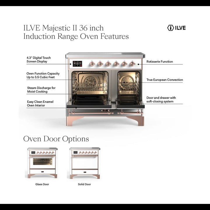 ILVE Majestic II 40" Induction Freestanding Range in Stainless Steel with Chrome Trim, UMDI10NS3SSC