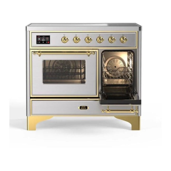 ILVE Majestic II 40" Induction Freestanding Range in Stainless Steel with Brass Trim, UMDI10NS3SSG