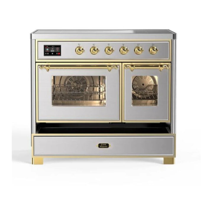 ILVE Majestic II 40" Induction Freestanding Range in Stainless Steel with Brass Trim, UMDI10NS3SSG