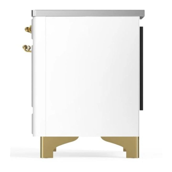 ILVE Majestic II 36" Induction Freestanding Range in White with Brass Trim, UMI09NS3WHG