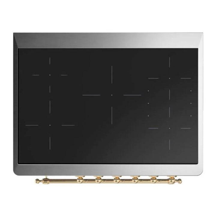 ILVE Majestic II 36" Induction Freestanding Range in White with Brass Trim, UMI09NS3WHG