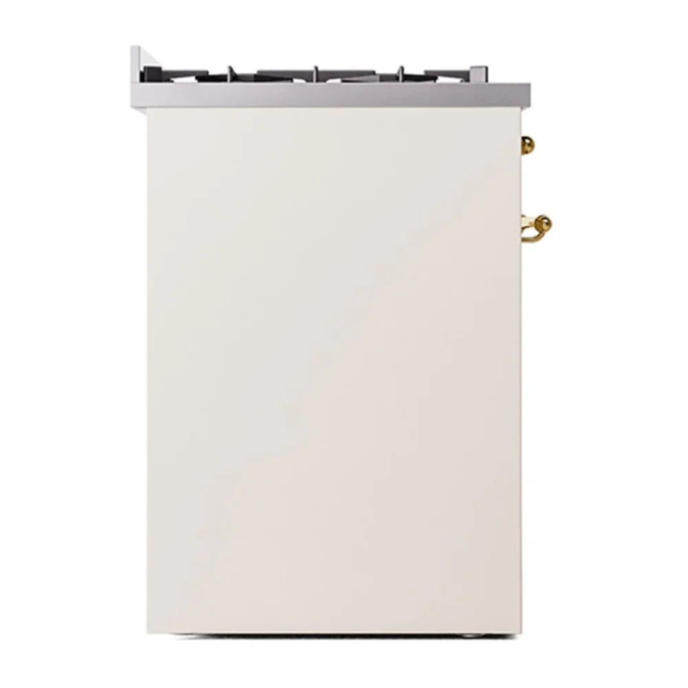 ILVE Nostalgie II 30" Dual Fuel Freestanding Range in Antique White with Brass Trim, UP30NMPAWG
