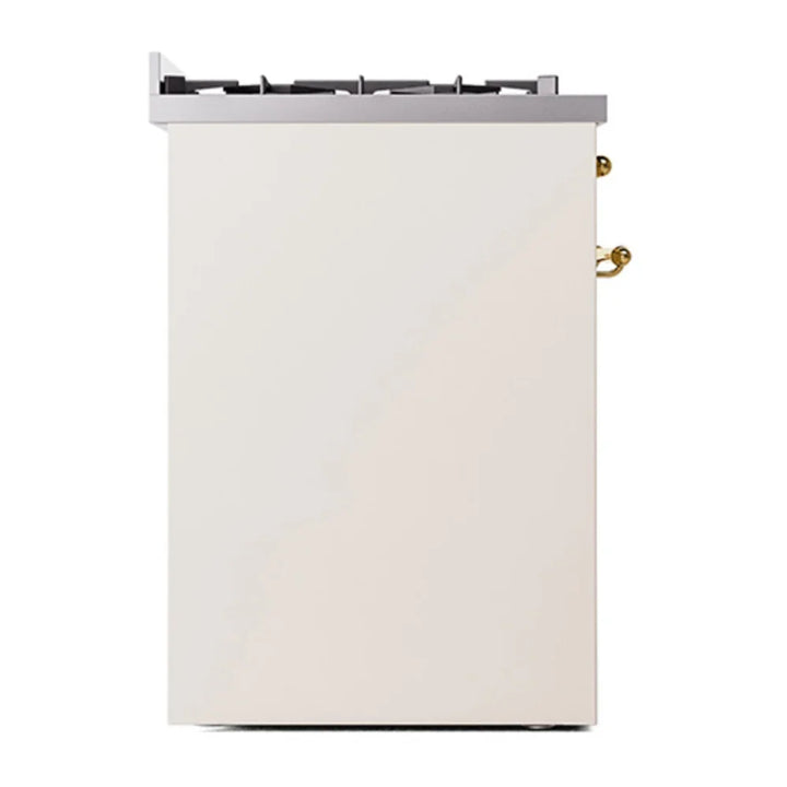 ILVE Nostalgie II 30" Dual Fuel Freestanding Range in Antique White with Brass Trim, UP30NMPAWG