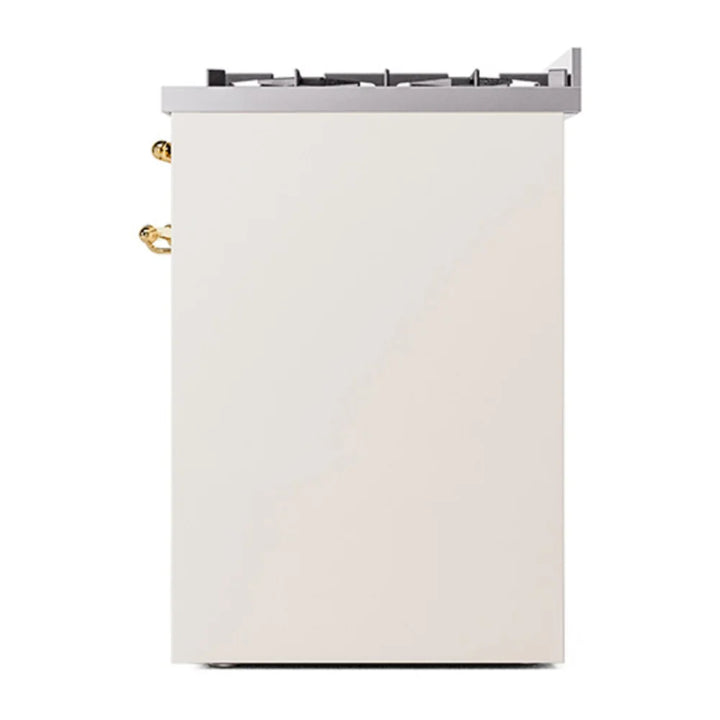 ILVE Nostalgie II 30" Dual Fuel Freestanding Range in Antique White with Brass Trim, UP30NMPAWG