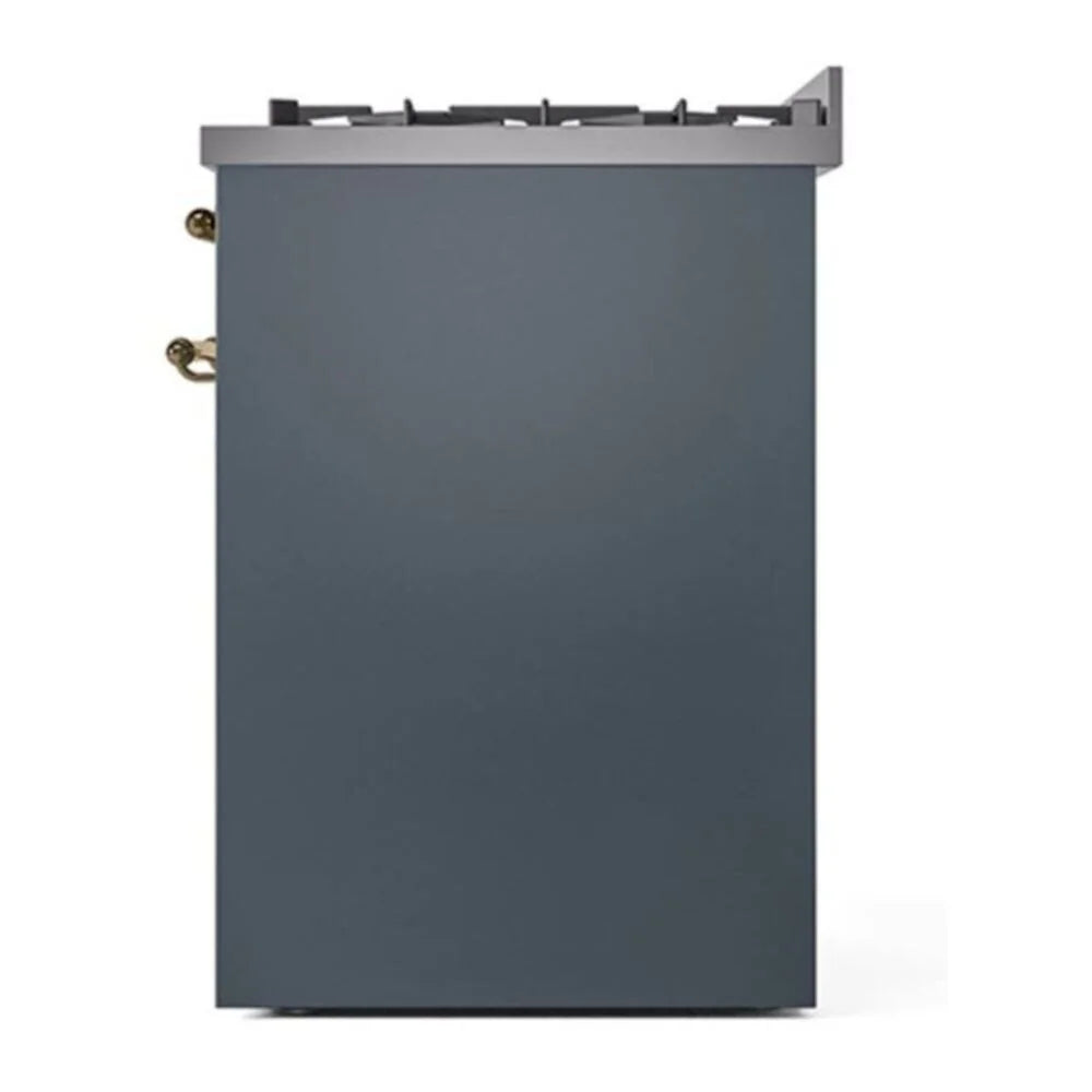 ILVE Nostalgie II 30" Dual Fuel Freestanding Range in Blue Grey with Brass Trim, UP30NMPBGG