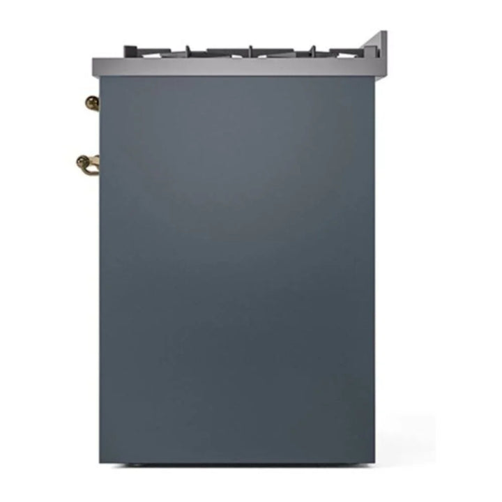 ILVE Nostalgie II 30" Dual Fuel Freestanding Range in Blue Grey with Brass Trim, UP30NMPBGG