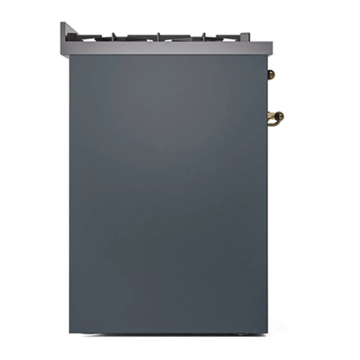 ILVE Nostalgie II 30" Dual Fuel Freestanding Range in Blue Grey with Brass Trim, UP30NMPBGG