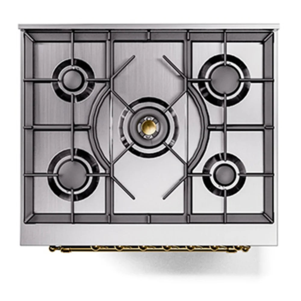 ILVE Nostalgie II 30" Dual Fuel Freestanding Range in Blue Grey with Brass Trim, UP30NMPBGG