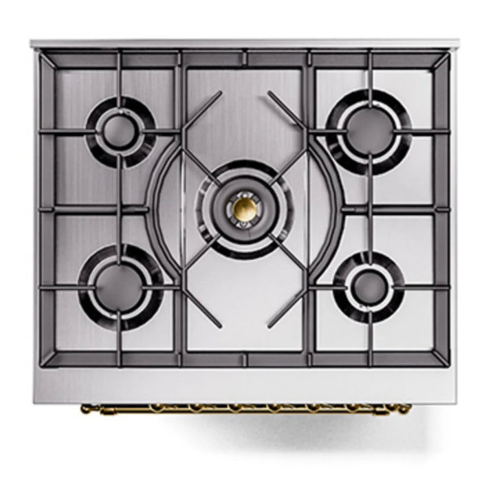 ILVE Nostalgie II 30" Dual Fuel Freestanding Range in Blue Grey with Brass Trim, UP30NMPBGG