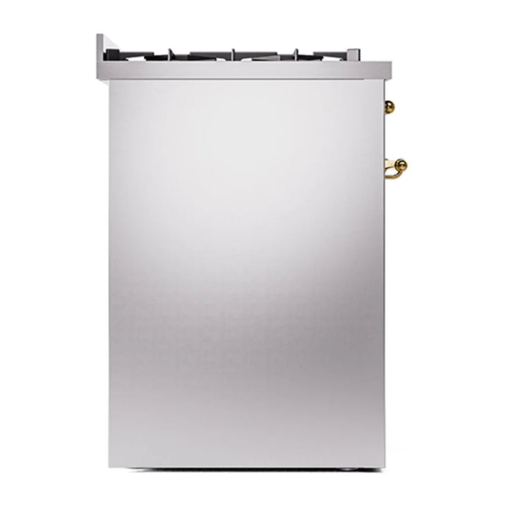 ILVE Nostalgie II 30" Dual Fuel Freestanding Range in Stainless Steel with Brass Trim, UP30NMPSSG