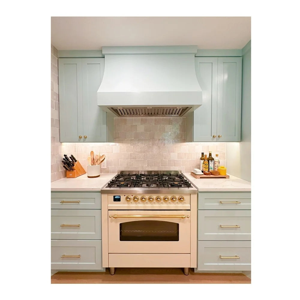 ILVE Nostalgie II 36" Dual Fuel Freestanding Range in Antique White with Burnished Trim, UP36FNMPAWB