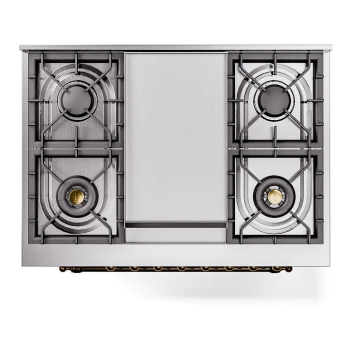 ILVE Nostalgie II 36" Dual Fuel Freestanding Range in Antique White with Burnished Trim, UP36FNMPAWB
