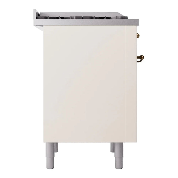 ILVE Nostalgie II 36" Dual Fuel Freestanding Range in Antique White with Burnished Trim, UP36FNMPAWB