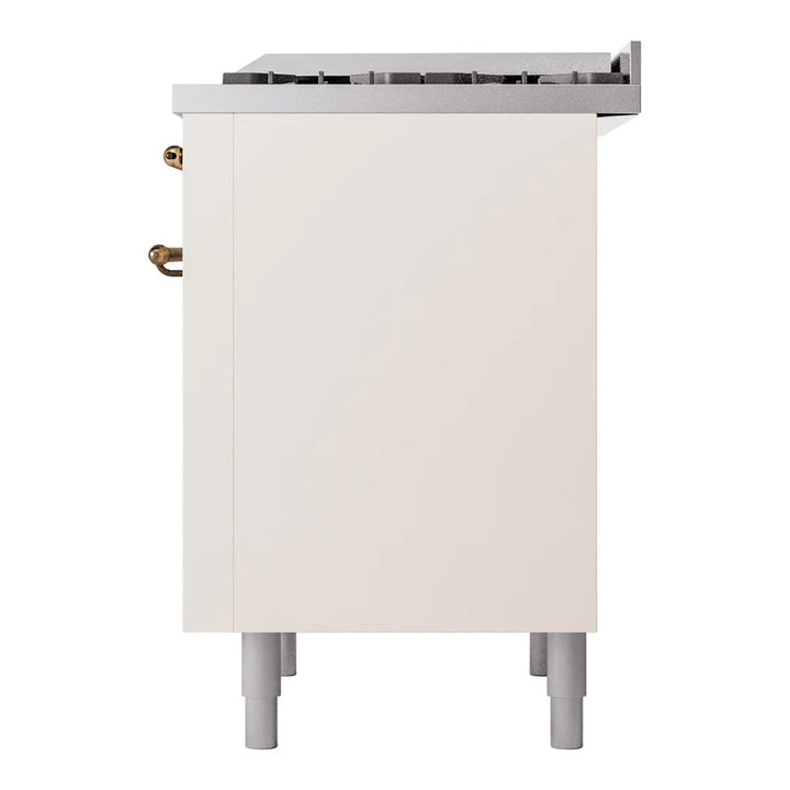 ILVE Nostalgie II 36" Dual Fuel Freestanding Range in Antique White with Burnished Trim, UP36FNMPAWB