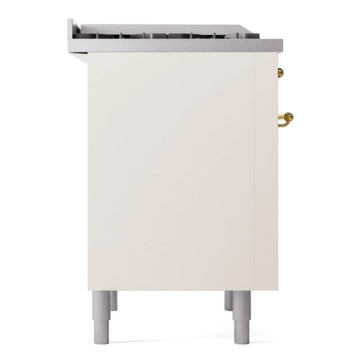 ILVE Nostalgie II 36" Dual Fuel Freestanding Range in Antique White with Brass Trim, UP36FNMPAWG