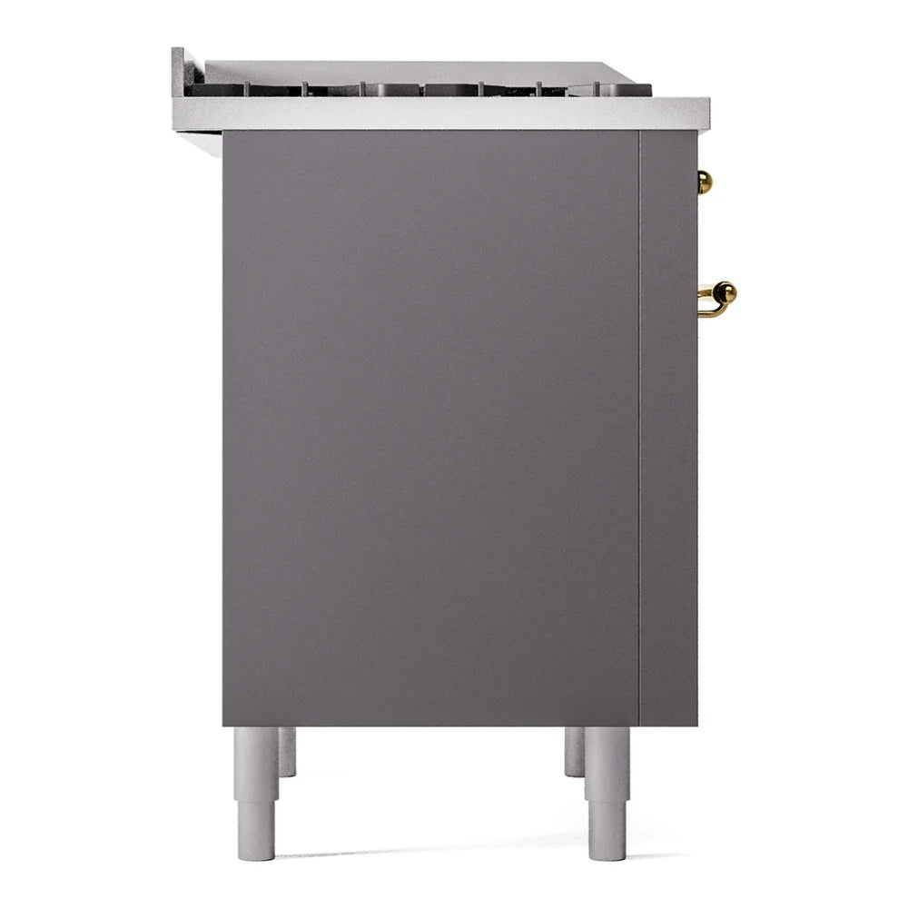 ILVE Nostalgie II 36" Dual Fuel Freestanding Range in Graphite Matte with Brass Trim, UP36FNMPMGG