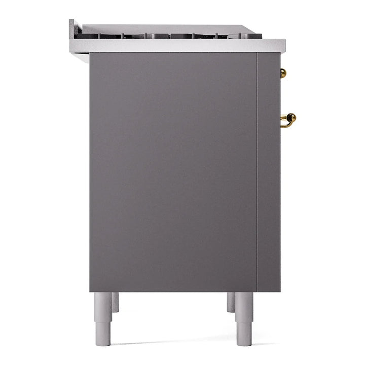 ILVE Nostalgie II 36" Dual Fuel Freestanding Range in Graphite Matte with Brass Trim, UP36FNMPMGG