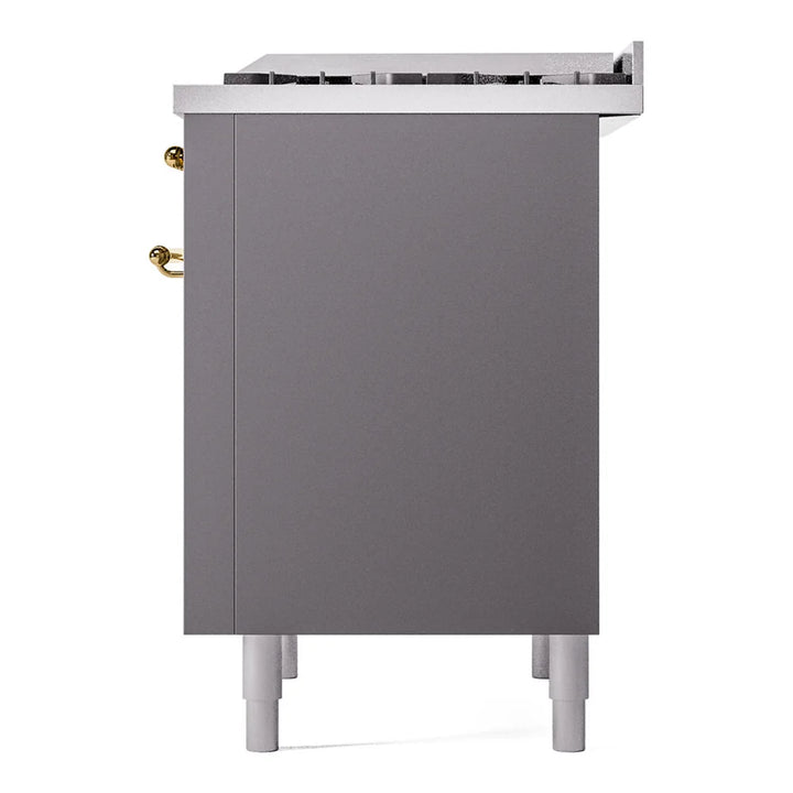 ILVE Nostalgie II 36" Dual Fuel Freestanding Range in Graphite Matte with Brass Trim, UP36FNMPMGG