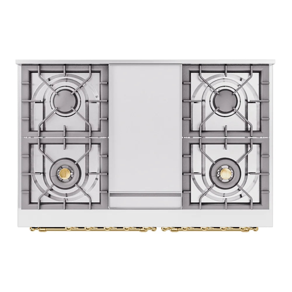 ILVE Nostalgie II 40" Dual Fuel Freestanding Range in Midnight Blue with Brass Trim, UPD40FNMPMBG