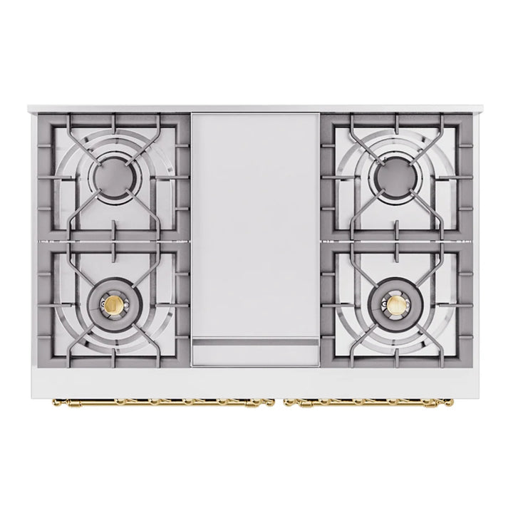 ILVE Nostalgie II 40" Dual Fuel Freestanding Range in Midnight Blue with Brass Trim, UPD40FNMPMBG