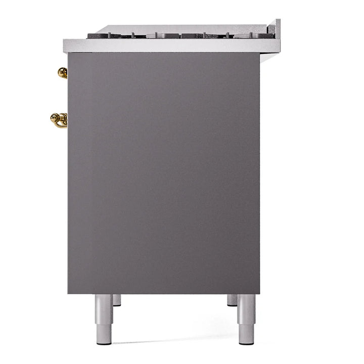 ILVE Nostalgie II 40" Dual Fuel Freestanding Range in Graphite Matte with Brass Trim, UPD40FNMPMGG
