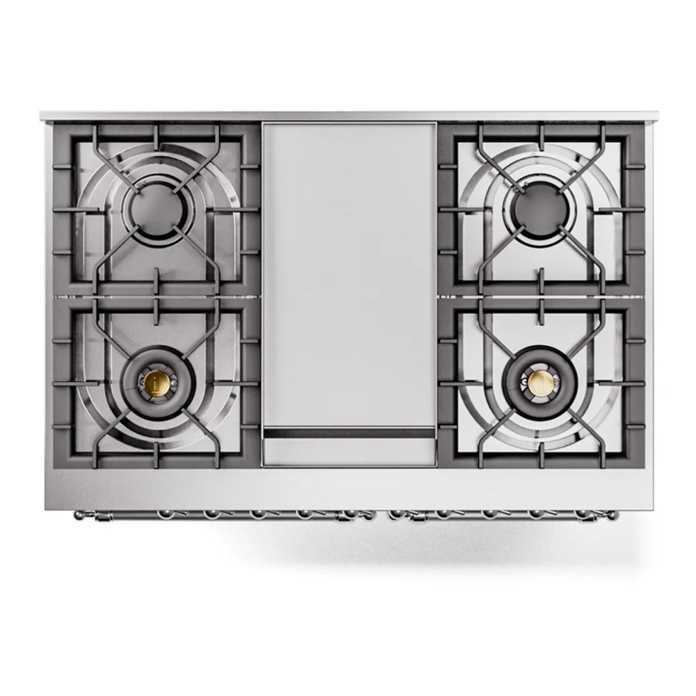 ILVE Nostalgie II 40" Dual Fuel Freestanding Range in Stainless Steel with Chrome Trim, UPD40FNMPSSC