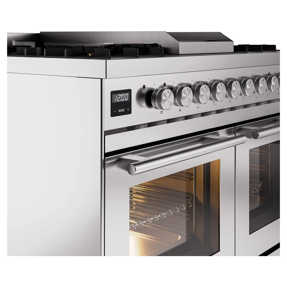 ILVE Professional Plus II 40" Dual Fuel Freestanding Range in Stainless Steel with Satin Trim, UPD40FWMPSSLP