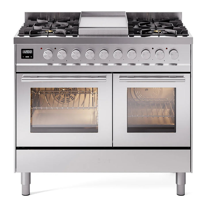 ILVE Professional Plus II 40" Dual Fuel Freestanding Range in Stainless Steel with Satin Trim, UPD40FWMPSS