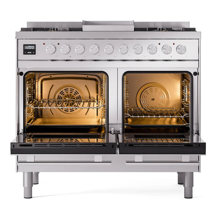 ILVE Professional Plus II 40" Dual Fuel Freestanding Range in Stainless Steel with Satin Trim, UPD40FWMPSS