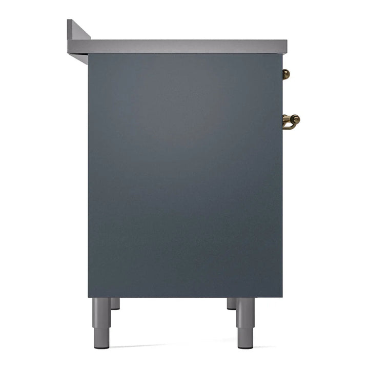 ILVE Nostalgie II 40" Induction Freestanding Range in Blue Grey with Brass Trim, UPDI406NMPBGG